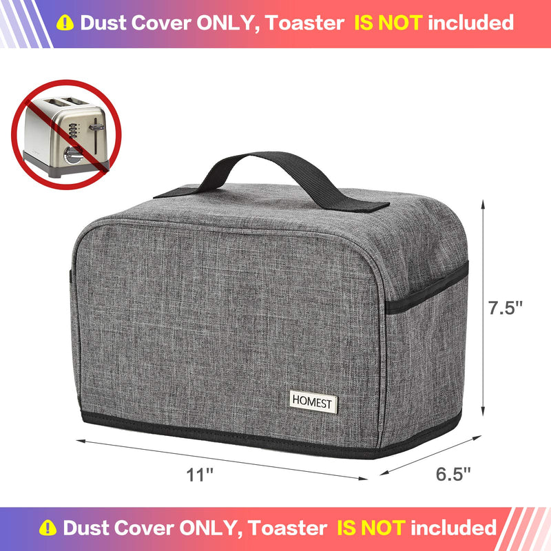 HOMEST Toaster Dust Cover with Pockets Compatible with Cuisinart 2 Slice Toaster, Can Hold Jam Spreader Knife & Toaster Tongs, Dust and Fingerprint Protection, Grey Gray Fit For Cuisinart 2 Slice Toaster - NewNest Australia