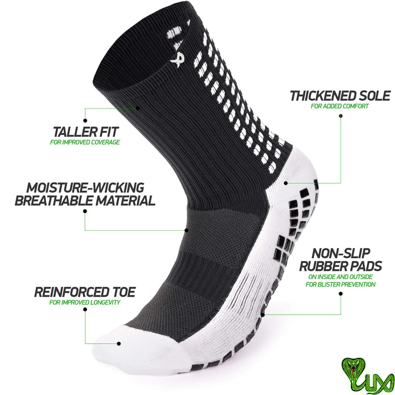 LUX Anti Slip Soccer Socks,Non Slip Football/Basketball/Hockey Sports Grip Pads Socks Black - NewNest Australia