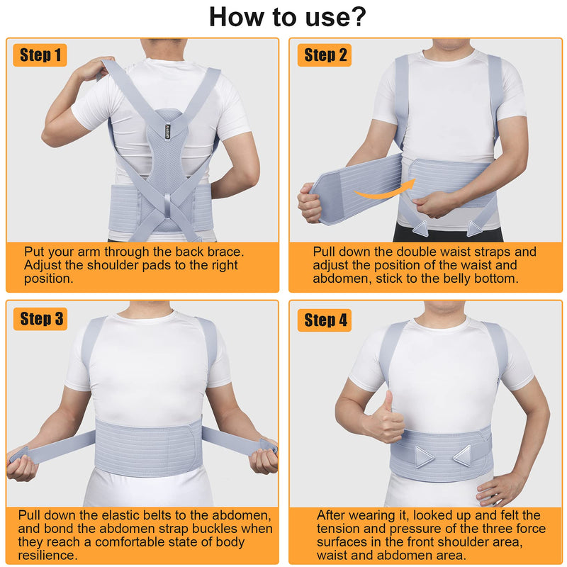 Posture Corrector Men and Women Shoulder Support -Aollop Back Support Back Brace with Breathable Adjustable Elastic Bands Support Bars Posture Improve Back Pain Association Lower Lumbar Relief-Grey Grey - NewNest Australia
