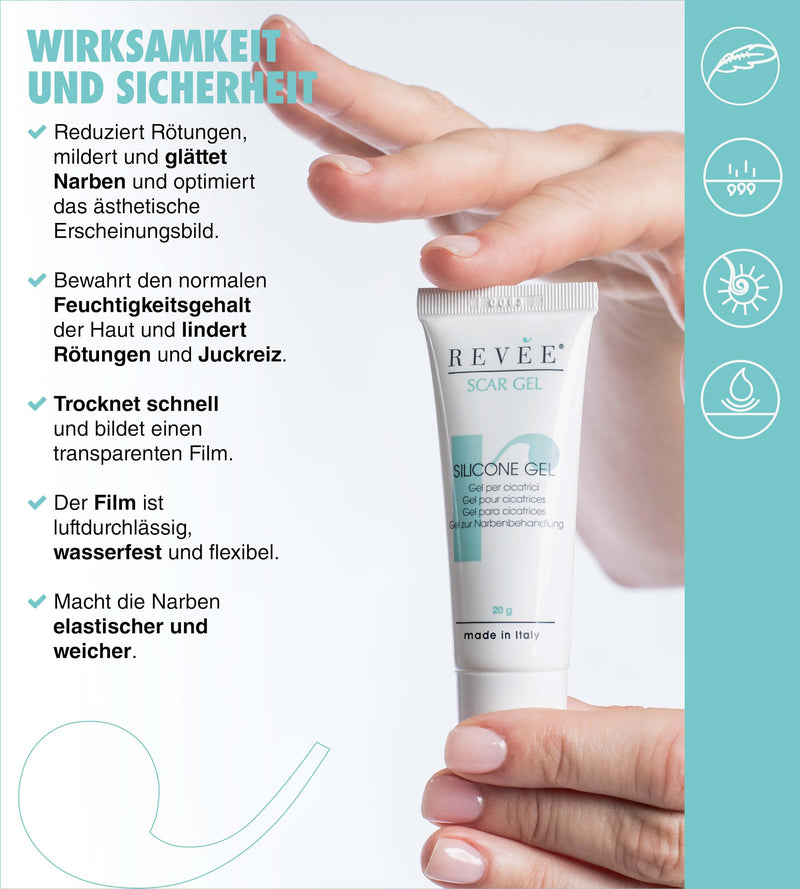 REVÉE Scar Gel Scar gel for face and body - scar ointment after surgery, silicone scar gel 100% medical, scar cream after surgery, transparent, odorless, quick absorption, scar cream 20 g - NewNest Australia