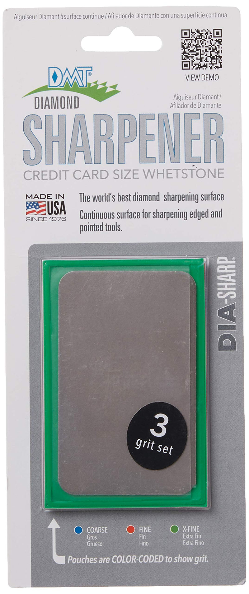 DMT D3EFC 3-inch Dia-Sharp Sharpener, Credit Card Sized- Extra-Fine, Fine and Coarse Diamond -Set of 3 - NewNest Australia