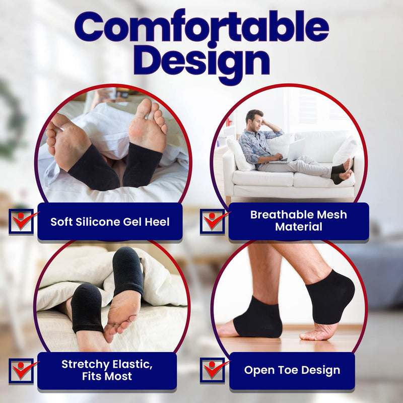 Moisturizing Socks for Mens Cracked Heels - Treat Dry Heels Fast, Pain Relief from Rough Feet with These Large Aloe Lotion Spa Socks for Mens or Womens Heels (XL - 3 Pairs Black - NewNest Australia