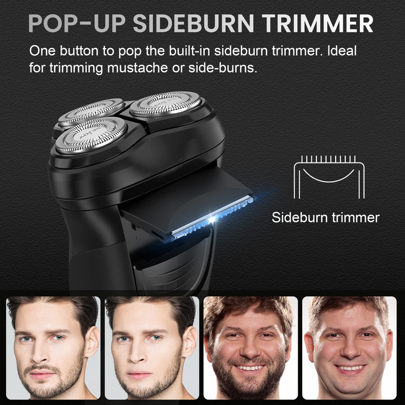 3D Electric Shaver Rotation Shaver, Electric Shaver For Men, Rechargeable Electric Shaver, With Pop-Up Trimmer, 1 Hour Fast Charging, 90 Minutes Shaving, 3D Floating Head, Lcd Power Indicator - NewNest Australia