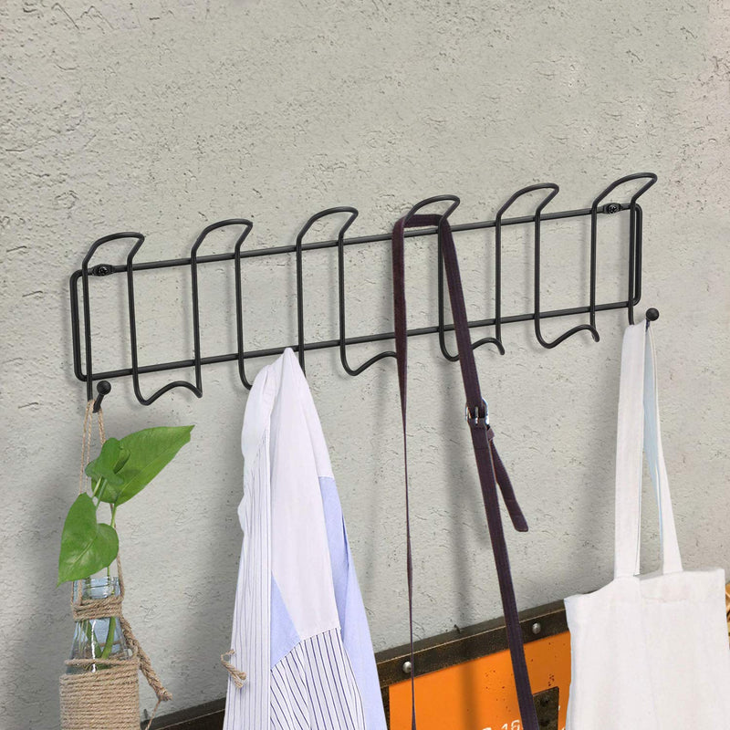 NewNest Australia - Minggoo Coat Rack Wall Mounted Hook Rack Over The Door Hook Organizer 13 Hooks, Heavy-Duty Iron Wire Black Metal 