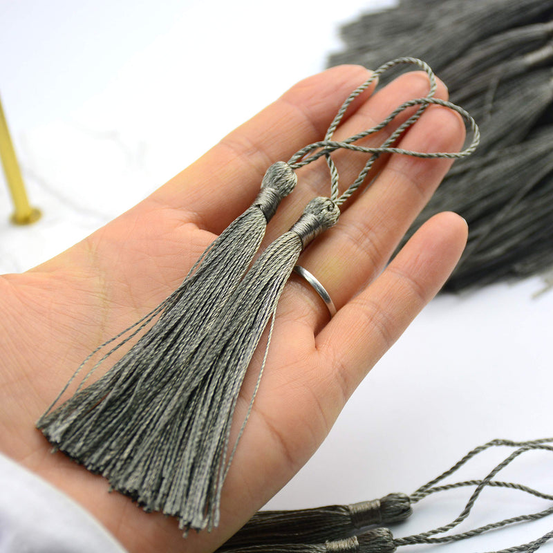 100pcs 13cm/5 Inch Silky Floss Bookmark Tassels with 2-Inch Cord Loop and Small Chinese Knot for Jewelry Making, Souvenir, Bookmarks, DIY Craft Accessory (#27) #27 - NewNest Australia