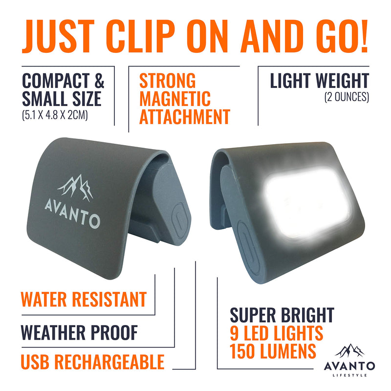 AVANTO Clip On Running Light Original Classic, Addon to Reflective Running Gear for Runners, USB Rechargeable LED Light, Small and Lighweight, Running Lights for Runners and Joggers 1 pack - NewNest Australia