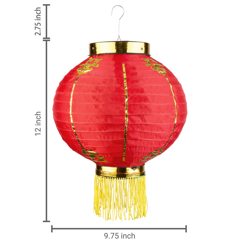 NewNest Australia - MyGift Decorative Red Silk Fabric Hanging Lantern Lamps, Set of 2 