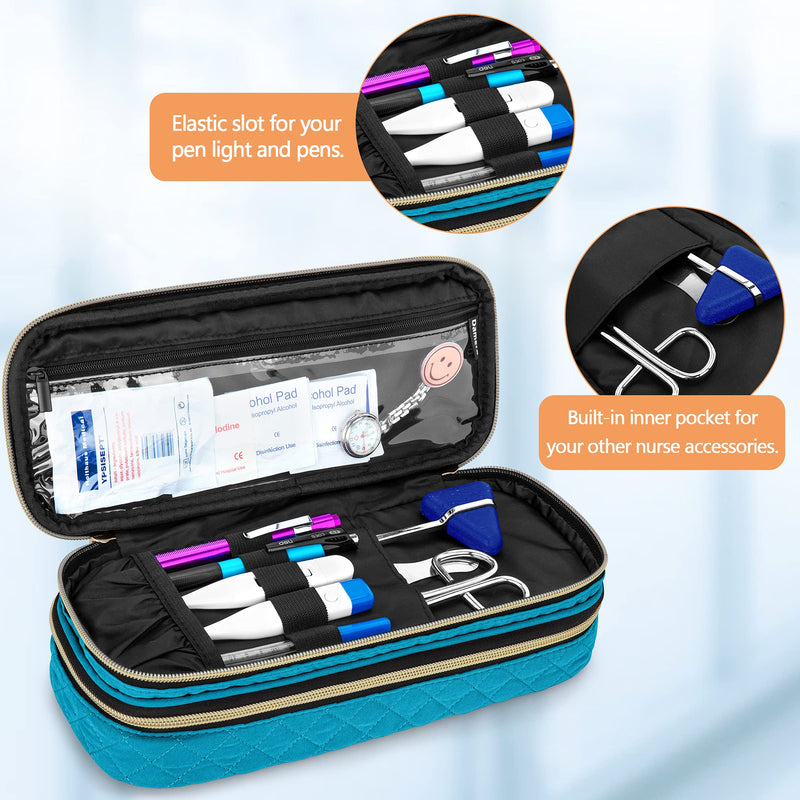 Damero Double Layer Stethoscope Case Compatible with 3M Littmann/ADC/Omron Stethoscope, Stethoscope Carrying Case Travel Bag for Nurse Accessories, Teal Large - NewNest Australia