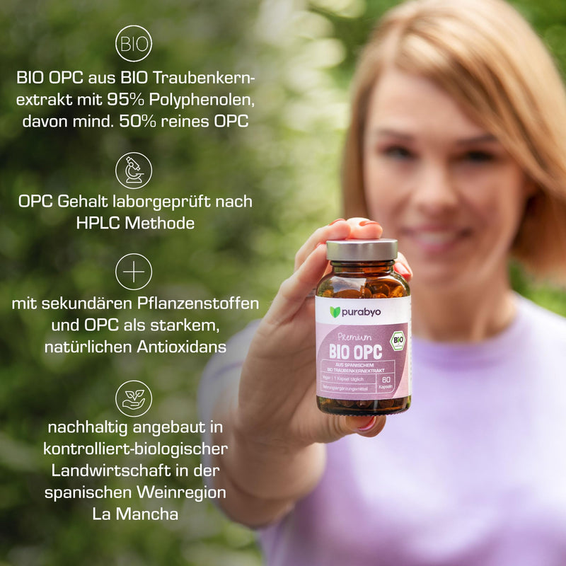 Opc Bio Grape Seed Extract | Premium | In The Glass | 300Mg Opc/Capsule (Hplc Laboratory Tested) | Vegan | Organic Cultivation In Spanish Wine Region | Water Extracted | Without Additives | 2 Month Supply - NewNest Australia