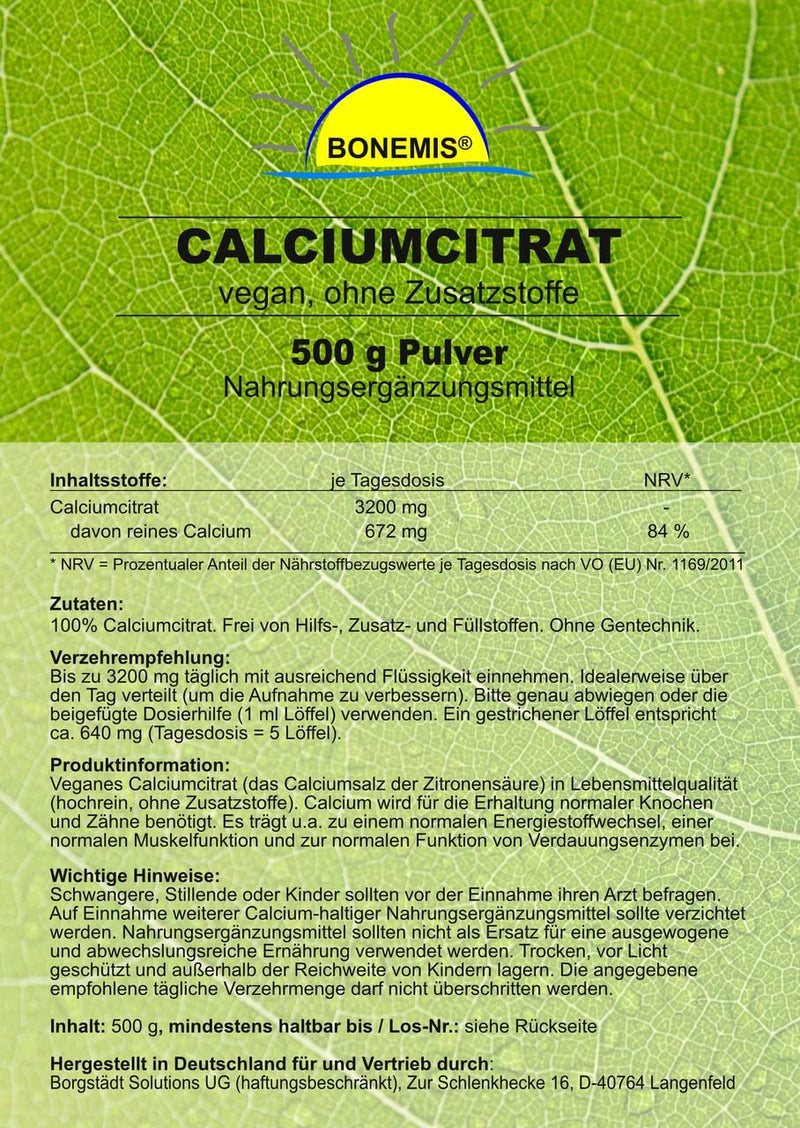 Calcium citrate, powder, 500 g in a bag, high-purity food quality, no additives, Bonemis® - NewNest Australia