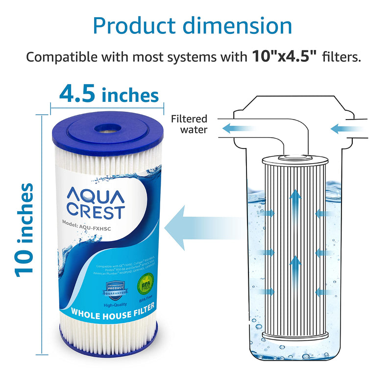 AQUACREST FXHSC 10" x 4.5" Whole House Water Filter, Replacement for GE FXHSC, Culligan R50-BBSA, Pentek R50-BB and DuPont WFHDC3001, American Plumber W50PEHD, GXWH40L, Pack of 2 (Packing May Vary) - NewNest Australia