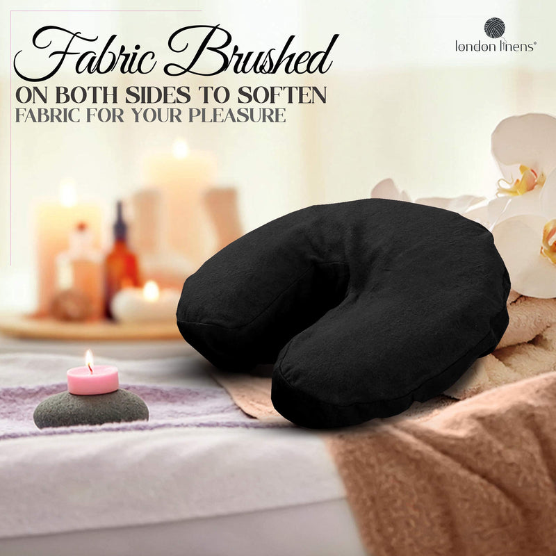 London Linens Pack of 4, Premium Extra Thick 100% Cotton Flannel Massage Tables Face Cradle Covers Cozies Fitted - Includes 4 pcs (Black) Black - NewNest Australia