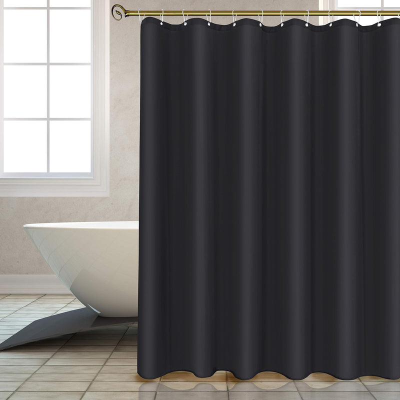 Biscaynebay Hotel Quality Fabric Shower Curtain Liner, Water Resistant Bathroom Curtains, Rust Resistant Grommets Top Weighted Bottom Machine Washable, Black 72 Inch by 72 Inch 72X72" - NewNest Australia