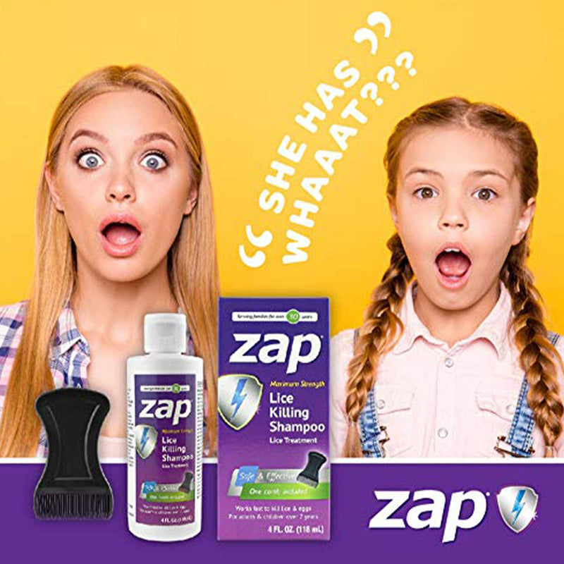 Zap Lice Treatment Extra Strength - Lice Shampoo That Kills Eggs and Lice - Lice Kit Comb Included 4 FL OZ. - NewNest Australia