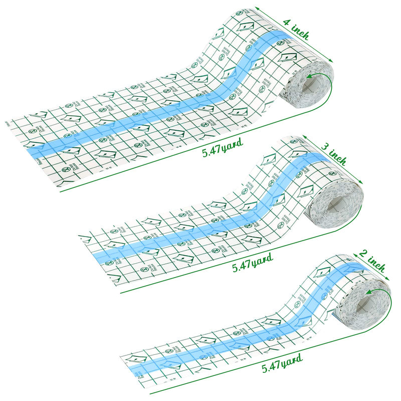 3 Pieces Transparent Stretch Adhesive Bandage Waterproof Bandage Clear Adhesive Film Bandages Dressing Tape, 2 inch x 5.47 Yard, 3 inch x 5.47 Yard, 4 inch x 5.47 Yard - NewNest Australia