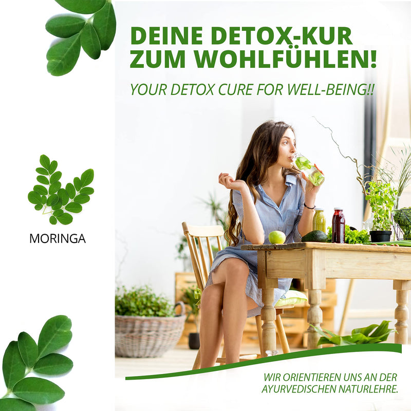 Moriveda Moringa Detox Tablets 900 Mg, Pack Of 120 I Moringa, Flaxseed, Barley Grass & Spirulina As A Natural Detoxification & Detoxification Treatment I Vegan & Gluten Free I 120 Tablets - NewNest Australia
