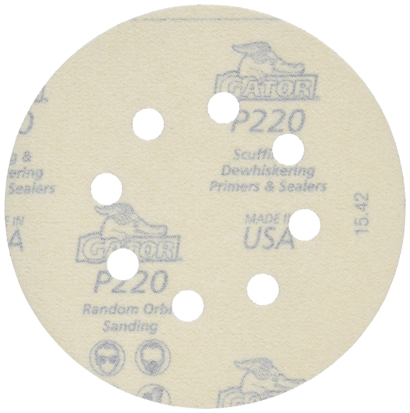 ALI INDUSTRIES 4340 8 Hole Hook and Loop 220 25 CT Grit Disc, 5-Inch, 50-Pack, 5" - NewNest Australia