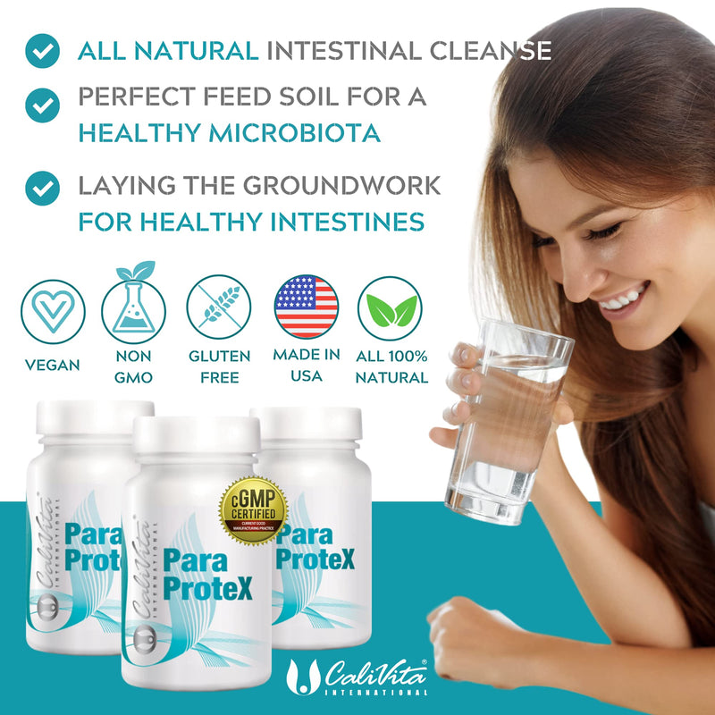 ParaProtex - Colon Cleanse Tablets - Natural Dewormer for Humans - Gut Health Supplement - Garlic Powder, Clove Oil, Grapefruit Seed Extract, Wormwood & More - 100 Tablets - by CaliVita - NewNest Australia