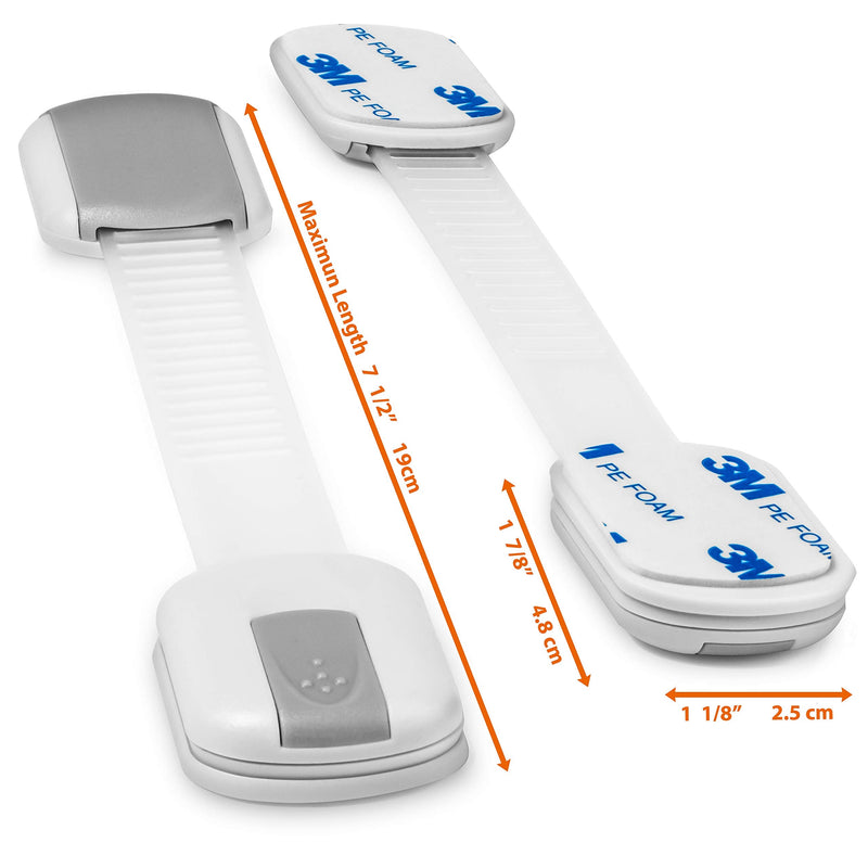 Child Safety Strap Locks (10 Pack) Baby Locks For Cabinets And Drawers, Toilet, Fridge & More. 3M Adhesive Pads. Easy Installation, No Drilling Required, White/Gray - NewNest Australia