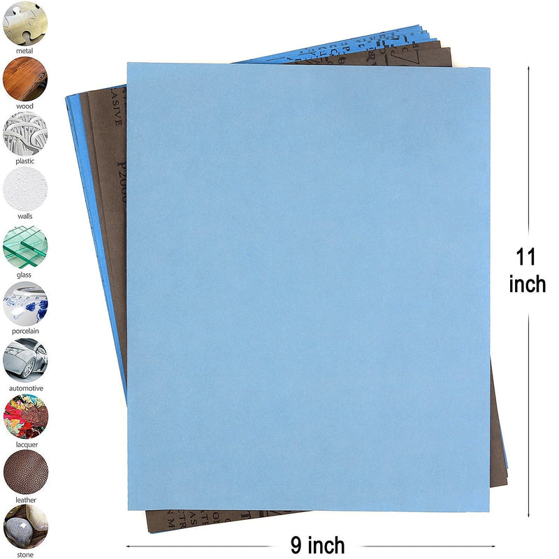 ADVcer 9x11 inch 16 Sheets Sandpaper, Wet or Dry 2000-10000 Grit 8 Assortment Sand Paper, Super Fine Abrasive Pads for Automotive Sanding, Wood Turing Finishing, Metal Furniture Polishing and More 10pcs (2000 to 10000) - NewNest Australia