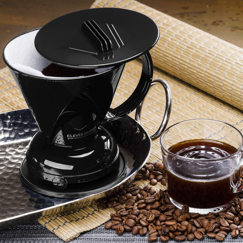 Clever Coffee Dripper and Filters, Large 18 oz (Black)| Barista's Choice| Safe BPA Free Plastic|Includes 100 Filters Black - NewNest Australia