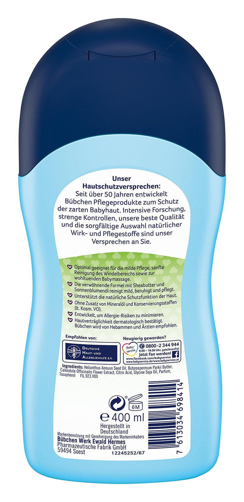 Bübchen Baby Oil, sensitive body oil for delicate baby skin, with shea butter and sunflower oil, quantity: 1 x 400 ml - NewNest Australia