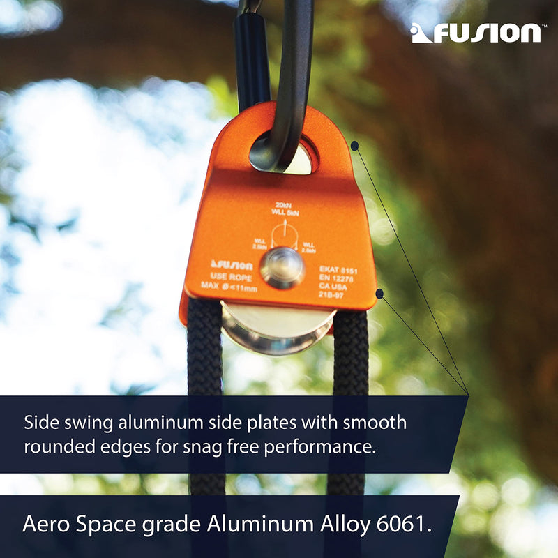 Fusion Climb Ekat Micro Aluminum Side Swing Pulley Orange 20KN, 11MM Rope (FP-8151) - NewNest Australia