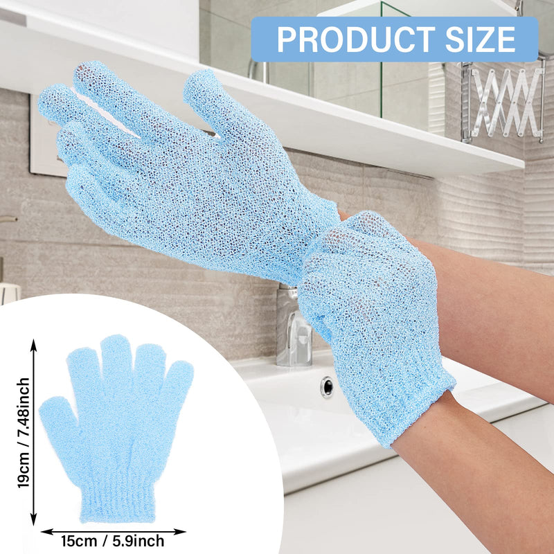 Sibba Pack of 8 Exfoliating Gloves Bamboo Exfoliating Gloves Body Exfoliating Washcloth Scrub Glove for Shower Spa Massage and Dead Skin Cells Black+Light Blue+Light Gray+Dark Blue - NewNest Australia