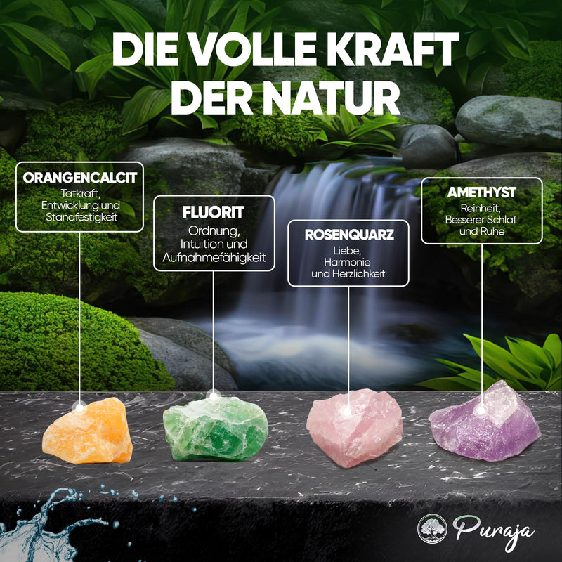 PURAJA Healthy Sleep Waterstone Blend | Premium healing stone set for water treatment: fluorite, amethyst, orange calcite, rose quartz | Natural crystals for drinking water 250 g (pack of 1) - NewNest Australia