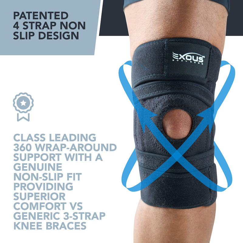 Knee Support Brace For Men & Women Unique 4-way Adjustable Non-Slip Neoprene Strap System For Arthritis, Running Bursitis, For ACL, Ligament Damage Ideal For Sports - Skiing & Meniscus Tear - NewNest Australia