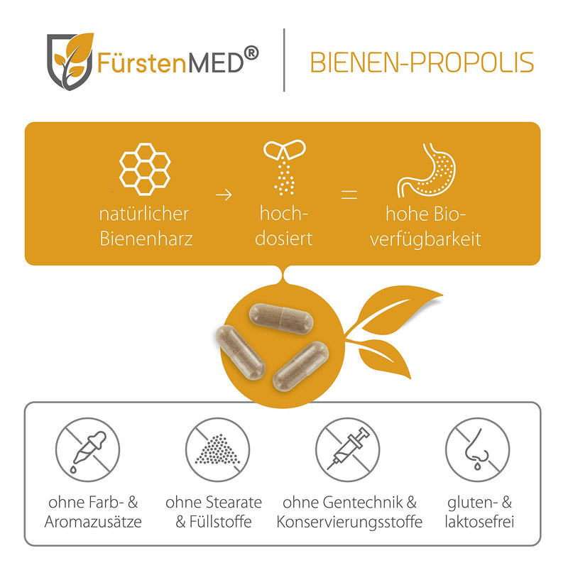 FürstenMED® Real Bee Propolis Capsules High Dose - Natural Bee Resin + Acerola - 90 Vegetarian Capsules - Laboratory Tested - NewNest Australia