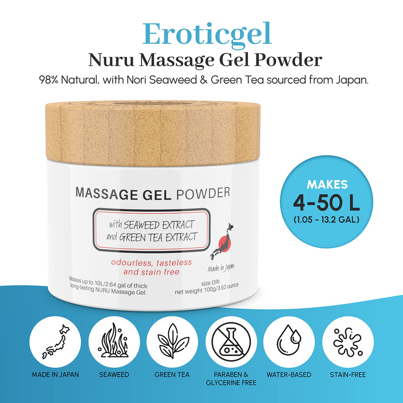 Massage Gel Therapy Powder 100g | Seaweed & Green Tea | Made in Japan | Paraben & Glycerine Free | Makes 10 liters - NewNest Australia