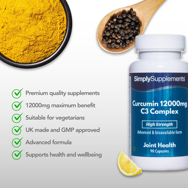 Curcumin Capsules with Bioperine Black Pepper Extract | Vegan & Vegetarian Friendly | Active Ingredient of Turmeric | 90 Capsules = Up to 3 Month Supply - NewNest Australia