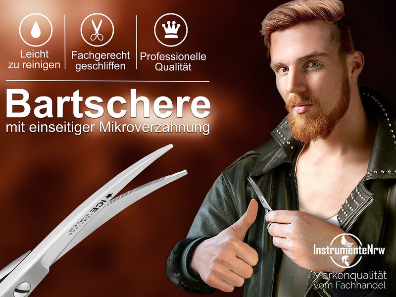 Curved beard scissors - hair scissors with micro-serration 13 cm stainless steel - NewNest Australia
