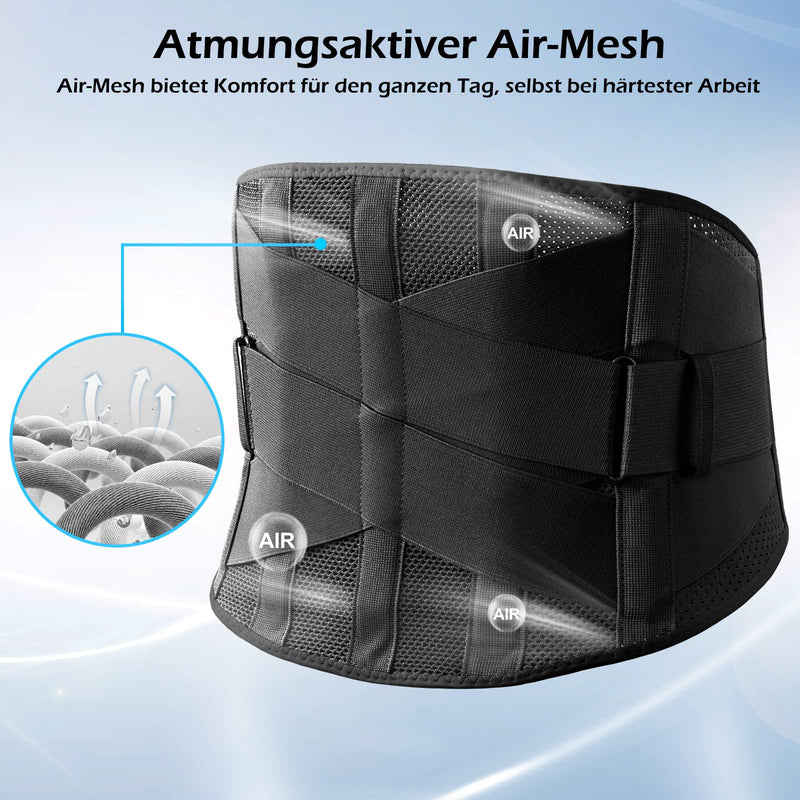 FREETOO Back Brace for Men and Women, Breathable Back Support Belt, Back Strap with 5 Stays for Sports, M (Waist: 90-105 cm) Black - NewNest Australia