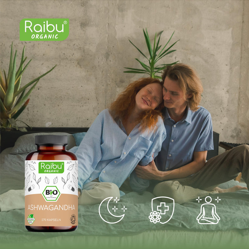 Raibu Ashwagandha capsules organic (270 capsules with 2400 mg per daily dose) high dose I Ashwaganda root powder in the best organic quality without additives from German production 270 - NewNest Australia