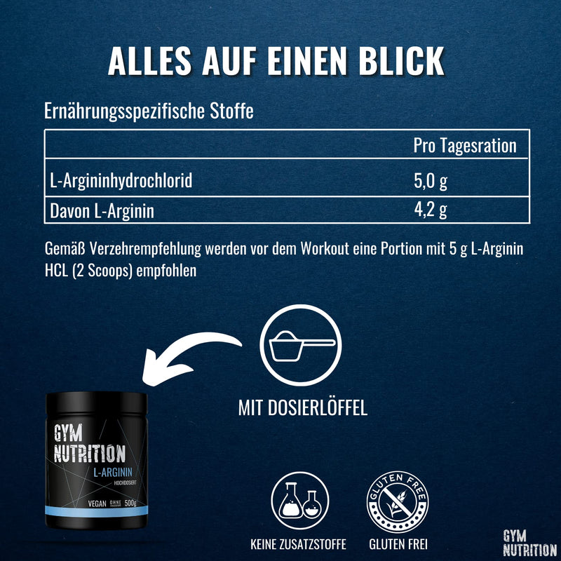Premium L - Arginine Hcl - High Dose - Optimal Solubility - Pure Powder Without Additives - Vegan - Laboratory Tested - Premium Arginine Amino Acid - Bottled In Germany - NewNest Australia