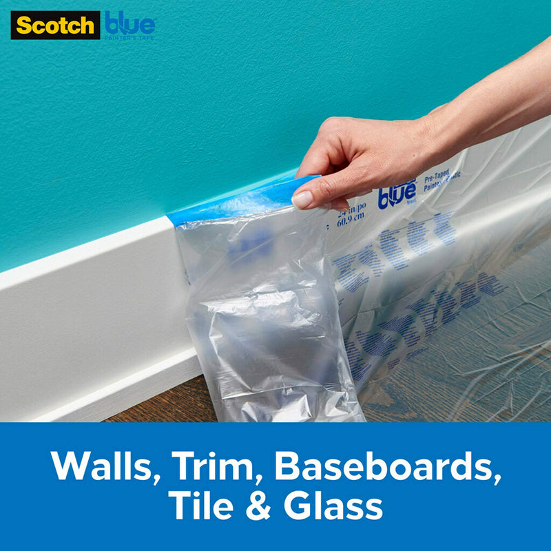 ScotchBlue Pre-taped Painter's Plastic, Unfolds to 24 inches by 30 yards, PT2093EL-24 24" Width - NewNest Australia