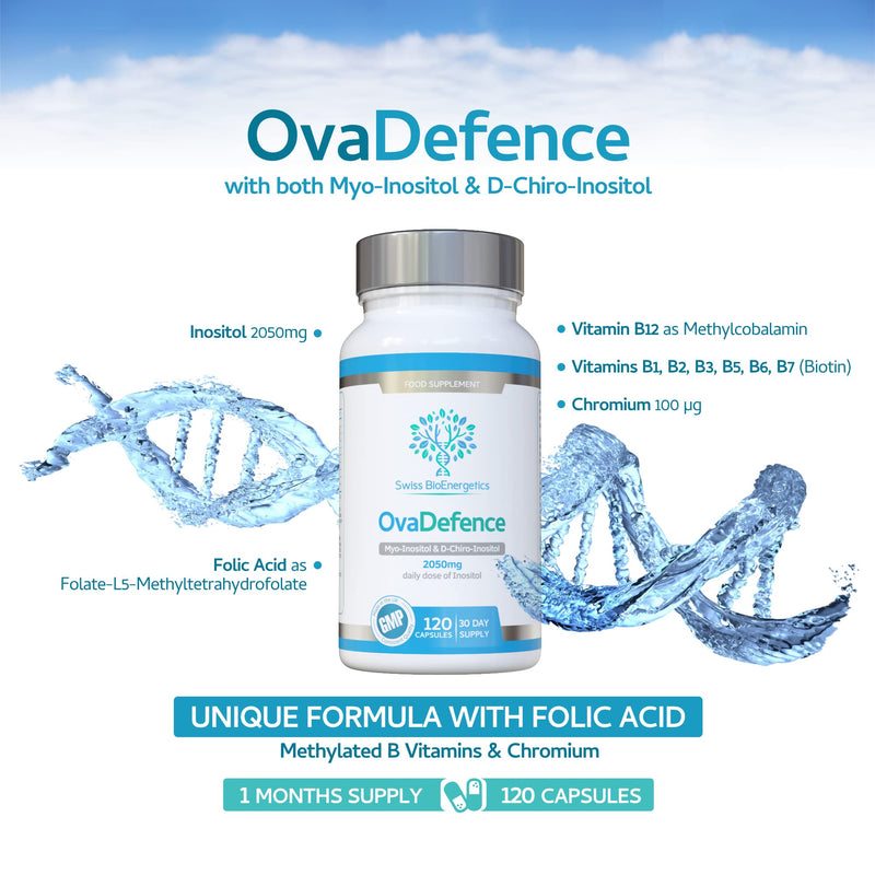 OvaDefence - Inositol 2050mg Daily dose, 120 Capsules, 30 Days Supply – Inositol with Folate, Chromium & Balanced Methylated B Vitamins – Exclusively Manufactured in The UK - NewNest Australia