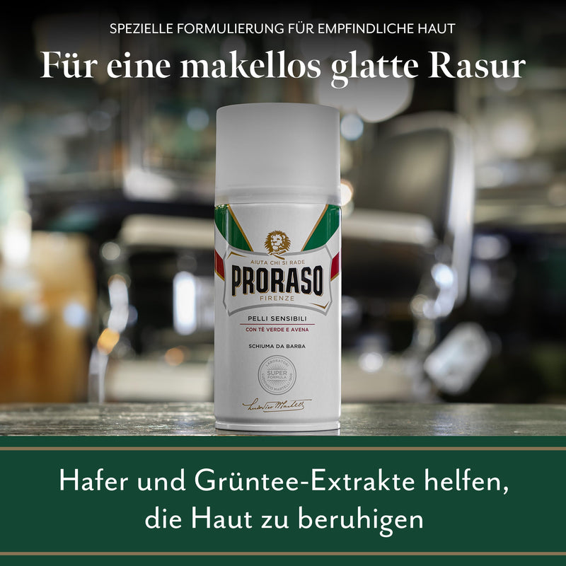 Proraso Shaving Foam Sensitive, 300 ml, shaving foam for men with oat and green tea extracts soothes and prevents irritation, Made in Italy, White Vanilla - NewNest Australia