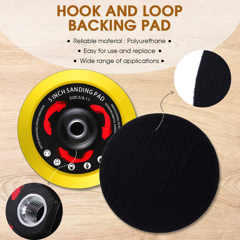 5 Inch Hook and Loop Backing Pad Backing Plate with 5/8-11 Threads Sanding Pad for Angle Grinder Carving Polishing, Wood Carving Shaping Sanding (3) - NewNest Australia