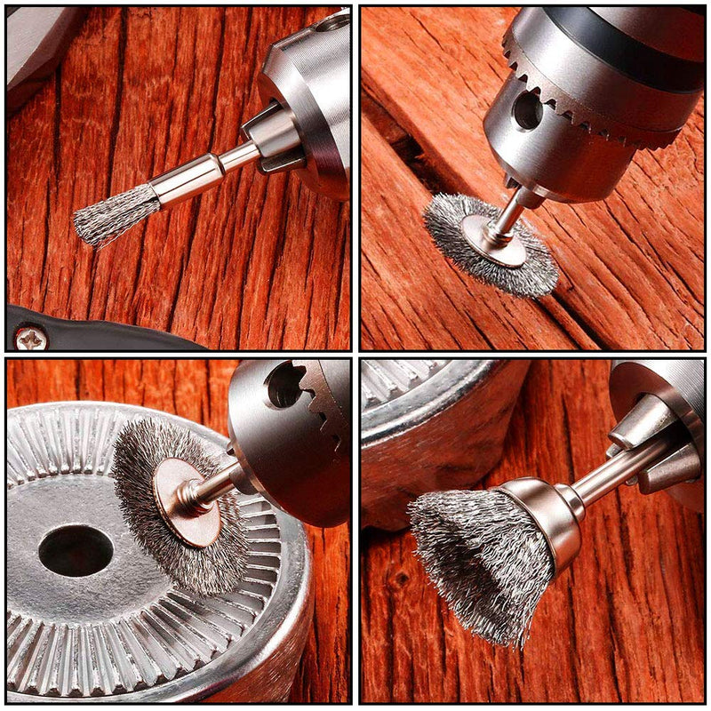 36 Pieces Stainless Steel and Brass Wire Brushes Wheel Cup Pen Brush Set Polishing Attachment Kit for Dremel Grinder Rotary Tools (Silver and Gold) 36Pcs Silver and Gold - NewNest Australia