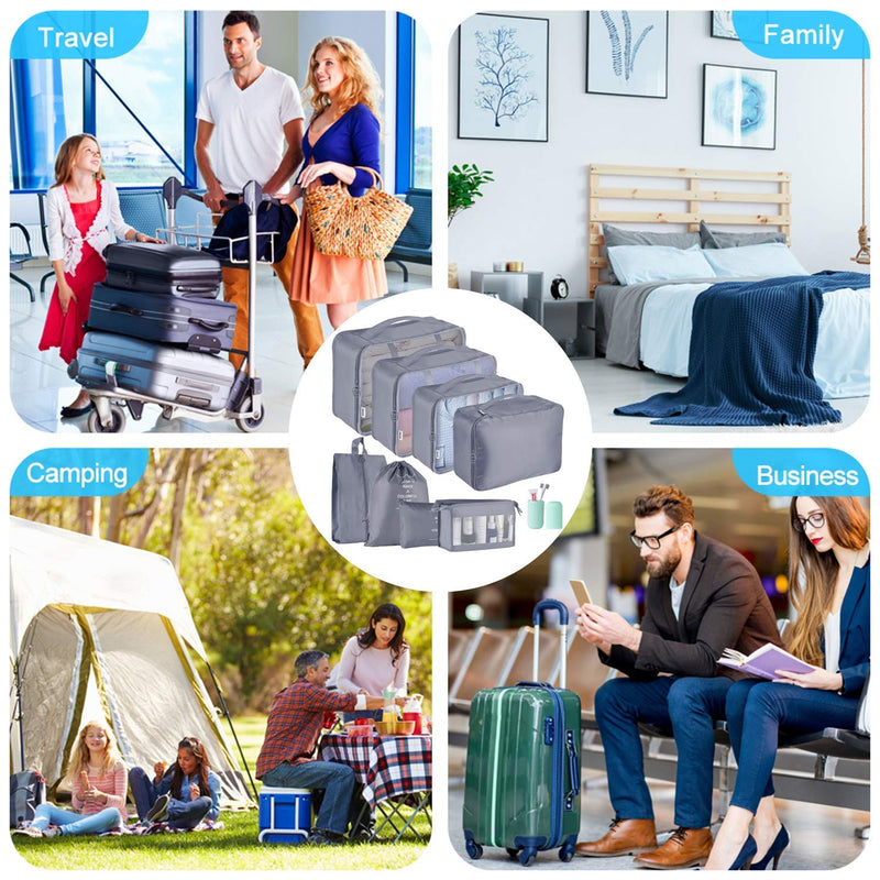Packing Cubes for Suitcase,Geediar 9 PCS Travel Luggage Packing Organizers Waterproof Travel Essentials Bag Clothes Shoes Cosmetics Toiletries Storage Bags(a-Grey) A-grey - NewNest Australia