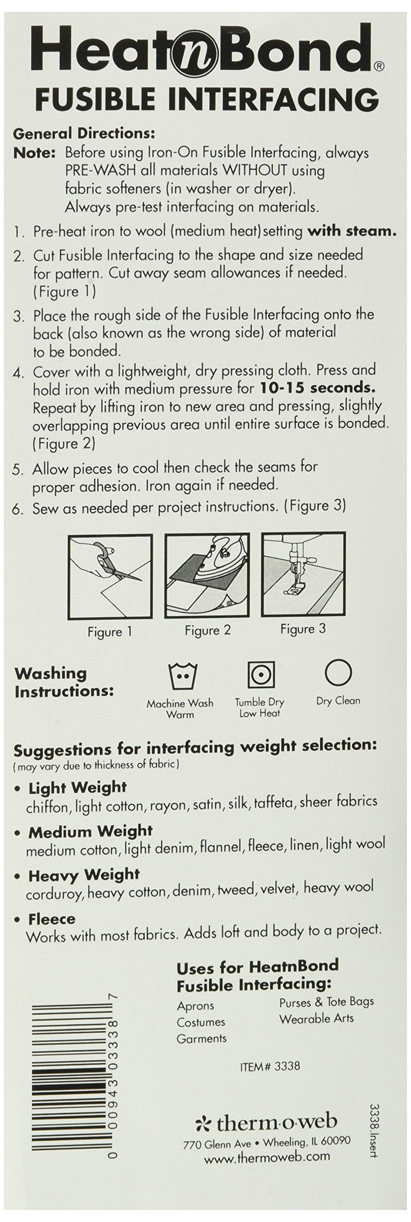 Thermoweb Heat'n Bond Heavy Weight Iron Interfacing fusible, White 20"x36" - NewNest Australia