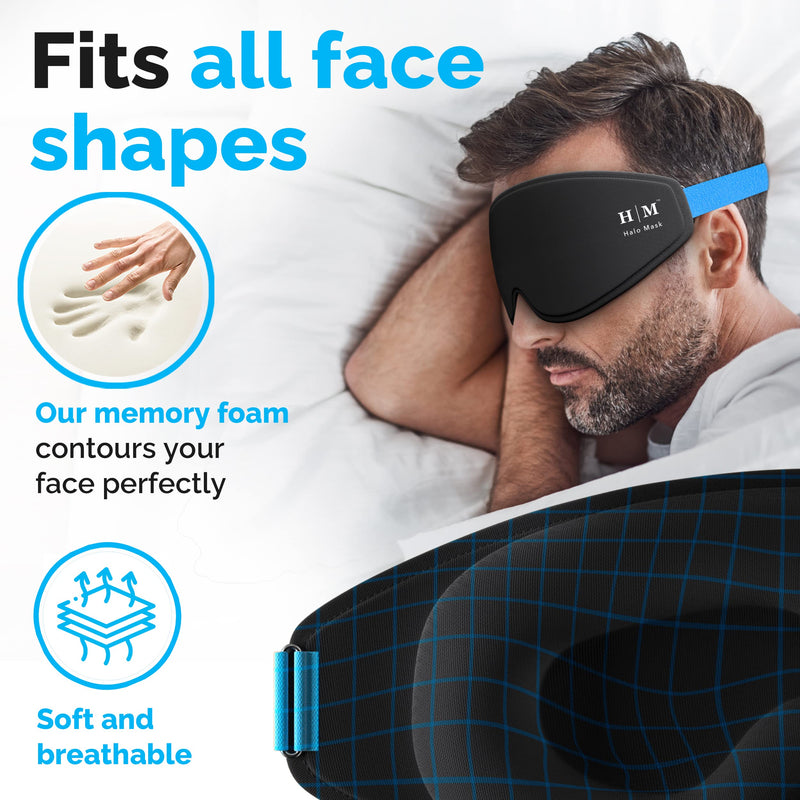100% Blackout Sleep Masks for Women & Men - Sleeping Mask - Zero Eye Pressure Blackout Eye Mask for Sleeping -Our Halo Sleep Eye Mask Includes a Storage Pouch- Black Eye Mask for Travel or Blindfold - NewNest Australia