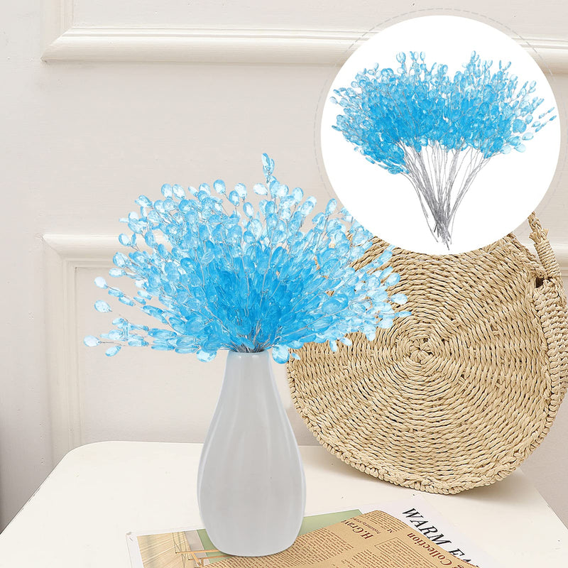 VOSAREA 50 Stems Artificial Bouquets Acrylic Bead Drops Flower Branches Bead Sprays for Wedding DIY Crafts ( 16cm, Blue ) 17cm - NewNest Australia