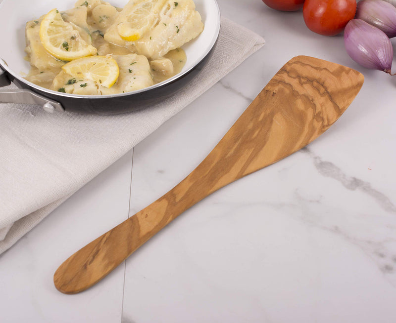 NewNest Australia - Eddington Italian Olive Wood Wide Spatula, Handcrafted in Europe, 12.5-Inches 12.5 Inch 