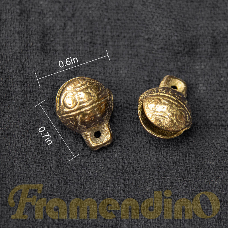 Framendino, 30 Pack Vintage Tibetan Brass Bells Mini Jingle Feng Shui Bell Charms for DIY Crafts Jewelry Making 0.6 Inch - NewNest Australia