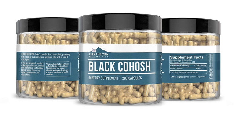 Earthborn Elements Black Cohosh 200 Capsules, Pure & Undiluted, No Additives 200 Count (Pack of 1) - NewNest Australia