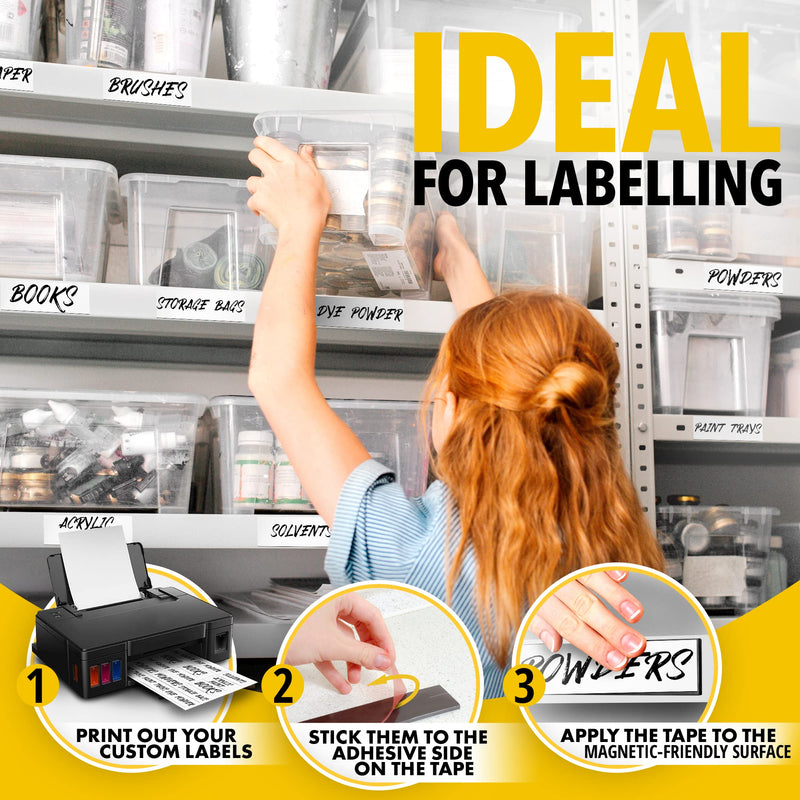 Flexible Magnetic Tape - 1/2 Inch x 10 Feet Magnetic Strip with Strong Self Adhesive - Ideal Magnetic Roll Tape for DIY and Craft Projects - Sticky Magnets for Refrigerator and Dry Erase Board - NewNest Australia